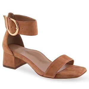 AEROSOLES Tan Suede Block Heel Sandals